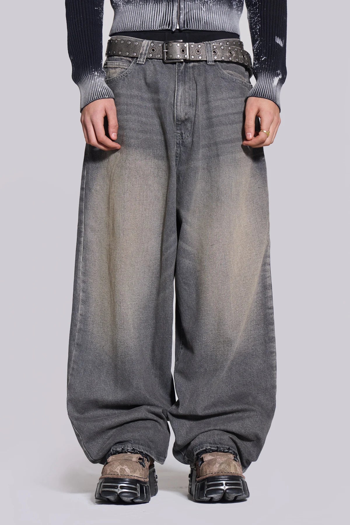 Jaded London Grey Washed Colossus Jeans 牛仔寬褲