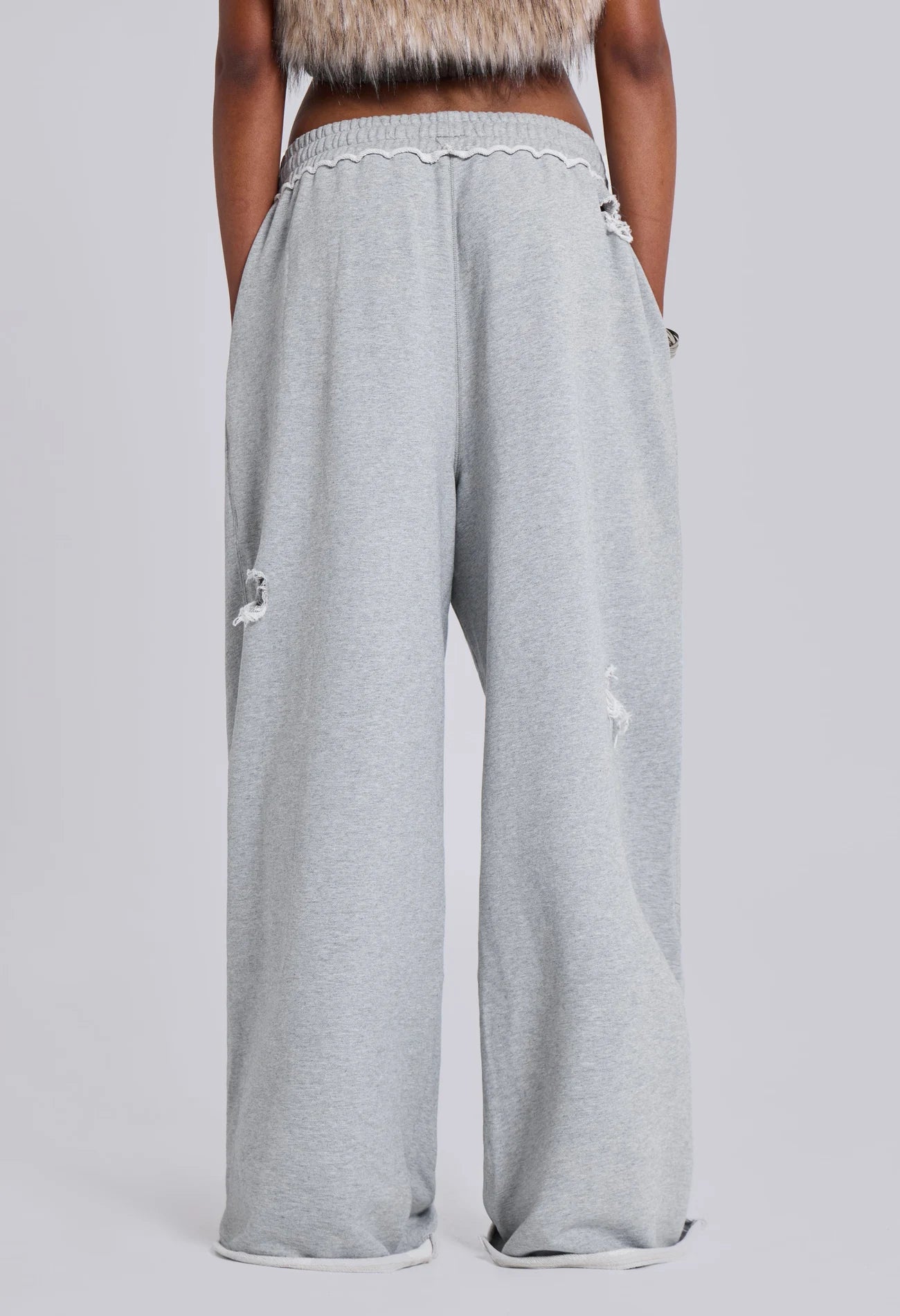 Jaded London Distressed Grey Marl Baggy Monster 破洞棉褲