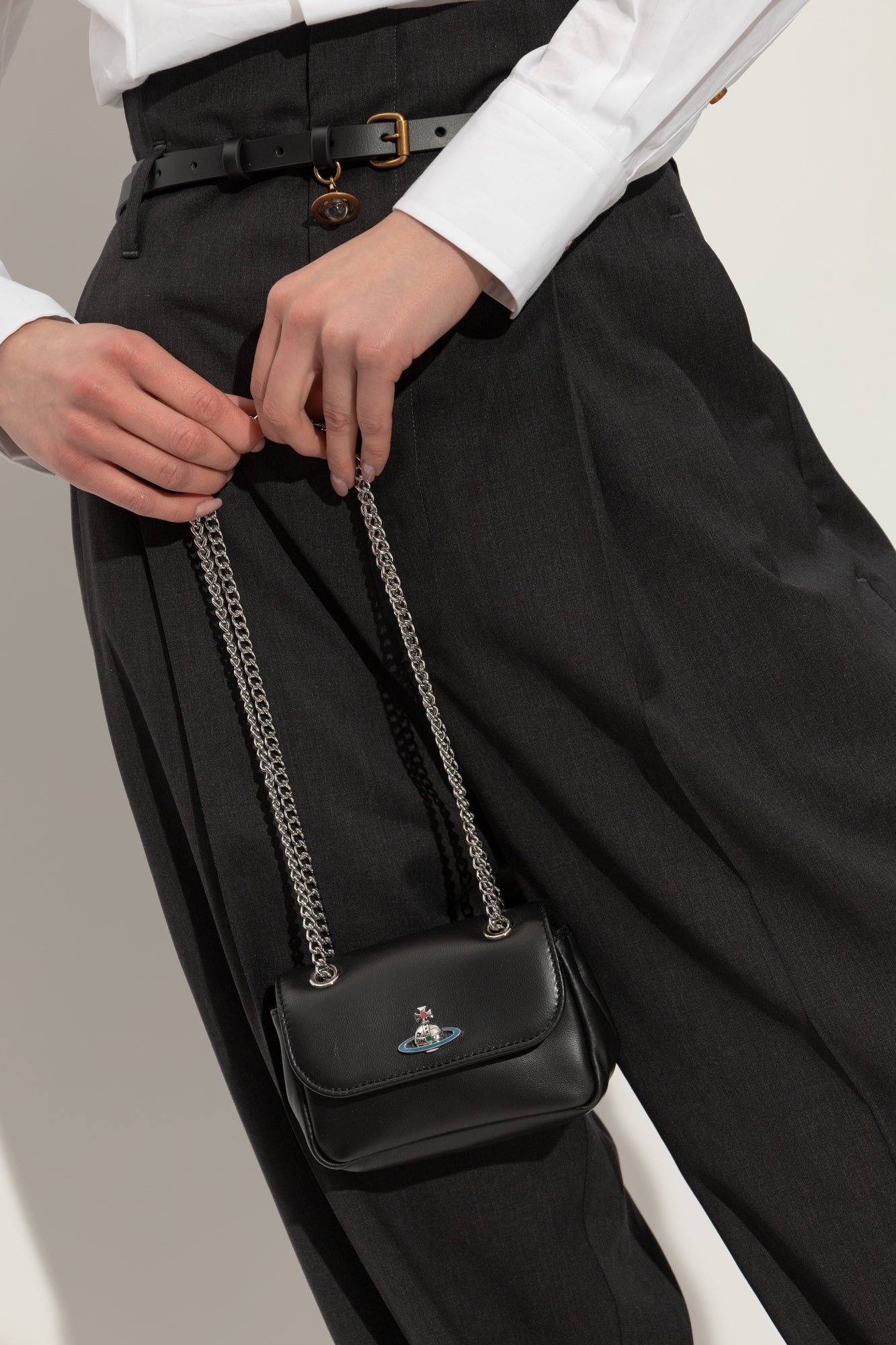 Vivienne Westwood 小羊皮包 Black Shoulder Bag
