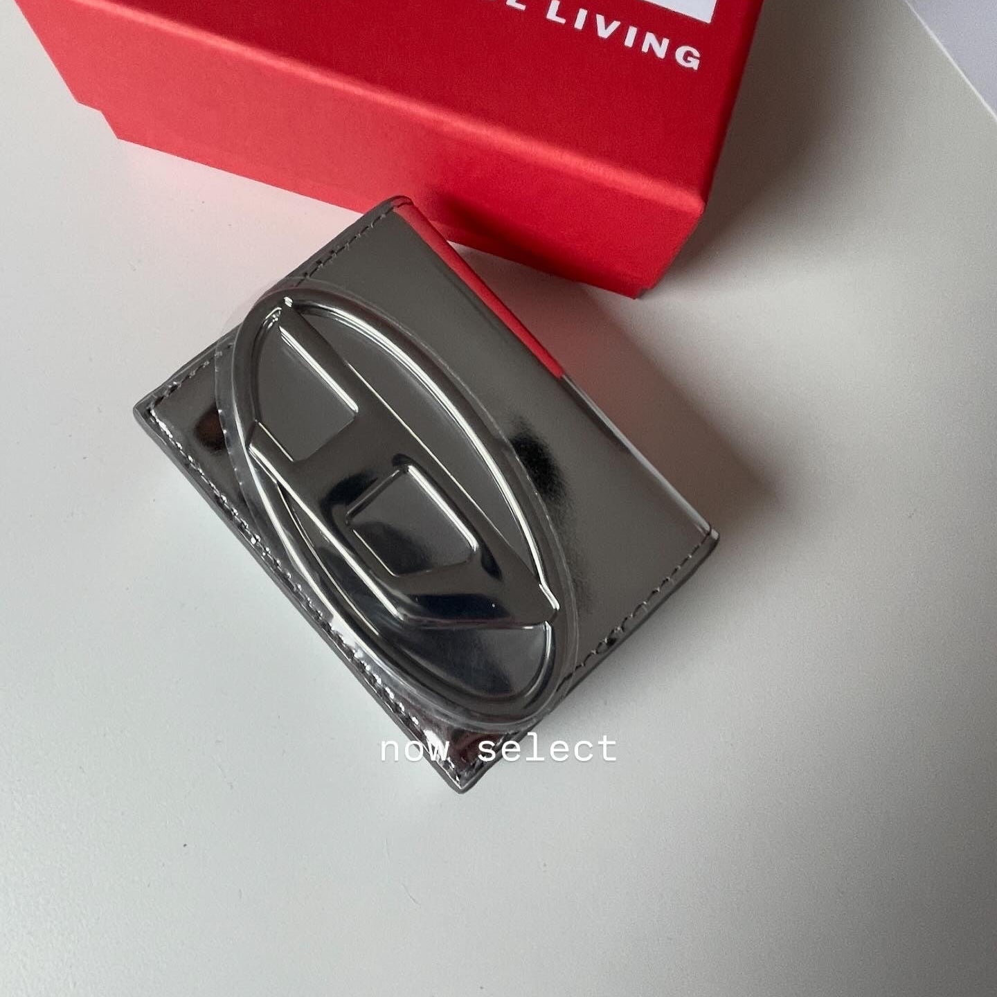 Diesel 1dr tri fold coin xs ii 銀色三折皮夾