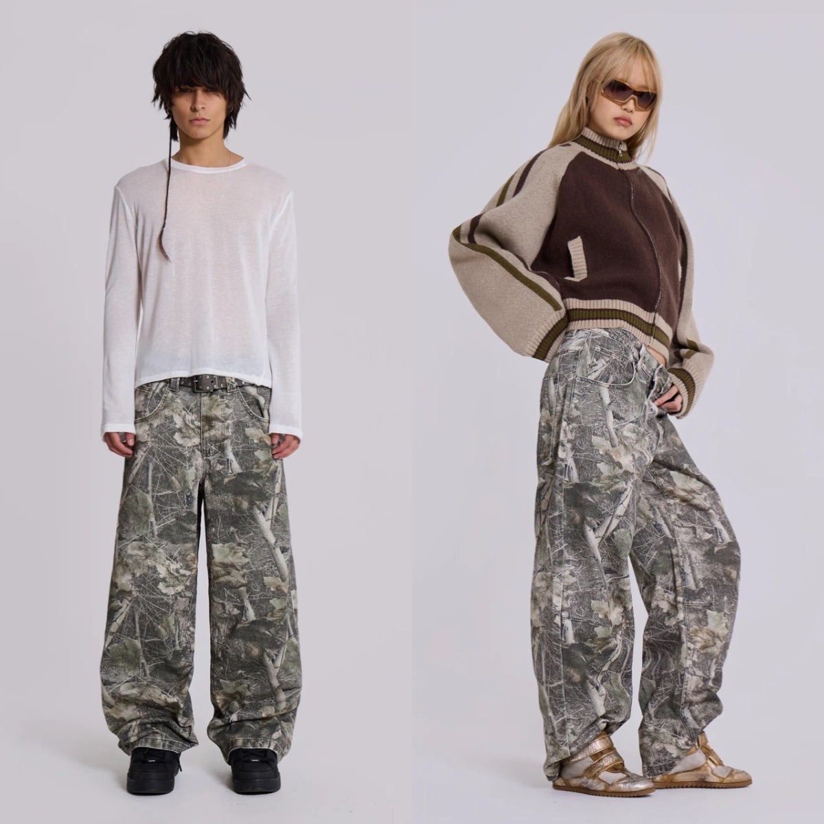 Jaded London Woodland Camo Colossus 牛仔寬褲