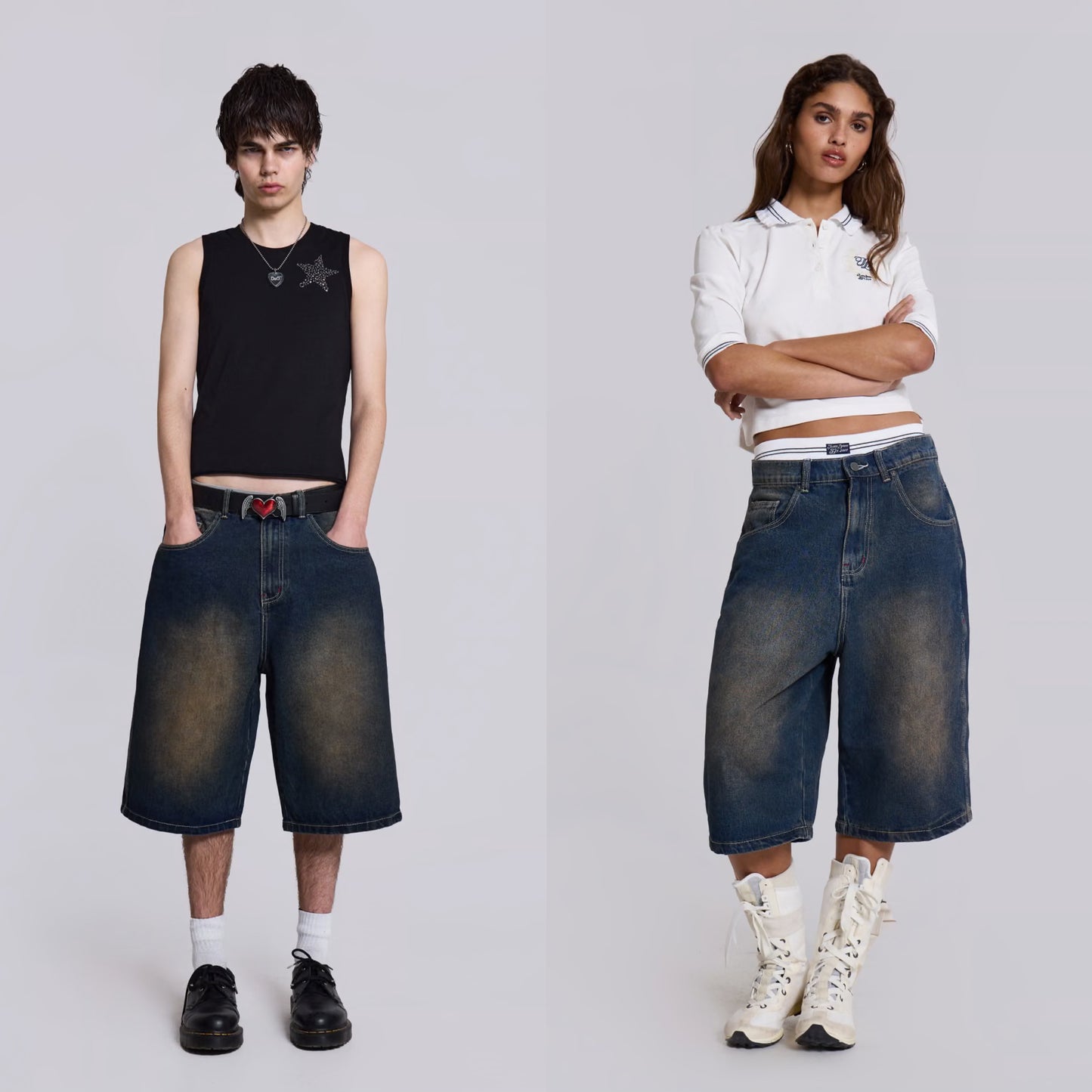 Jaded London Bronx Jumbo Fit Denim Jorts 7分褲