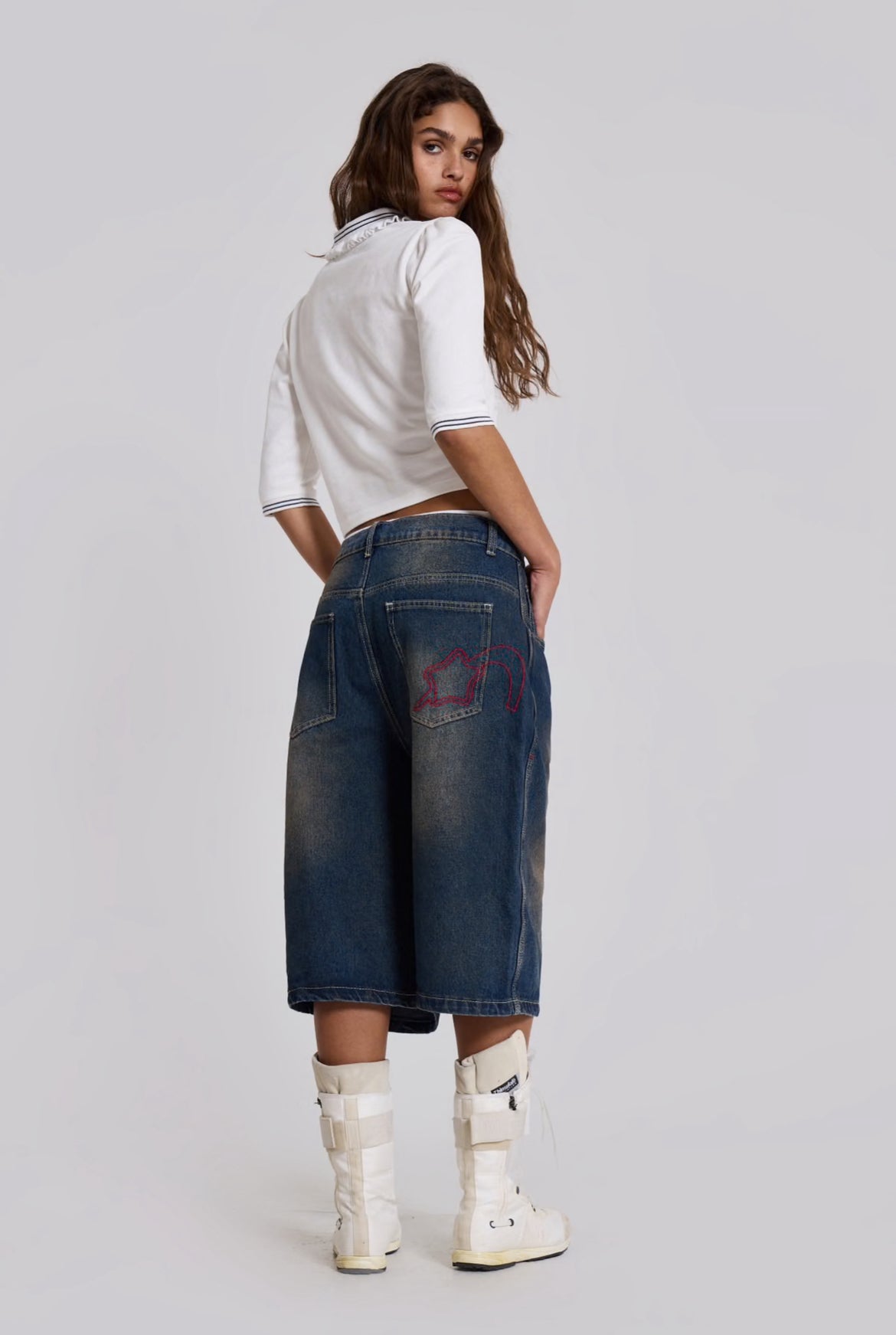 Jaded London Bronx Jumbo Fit Denim Jorts 7分褲