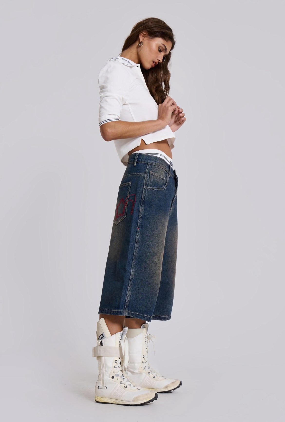 Jaded London Bronx Jumbo Fit Denim Jorts 7分褲