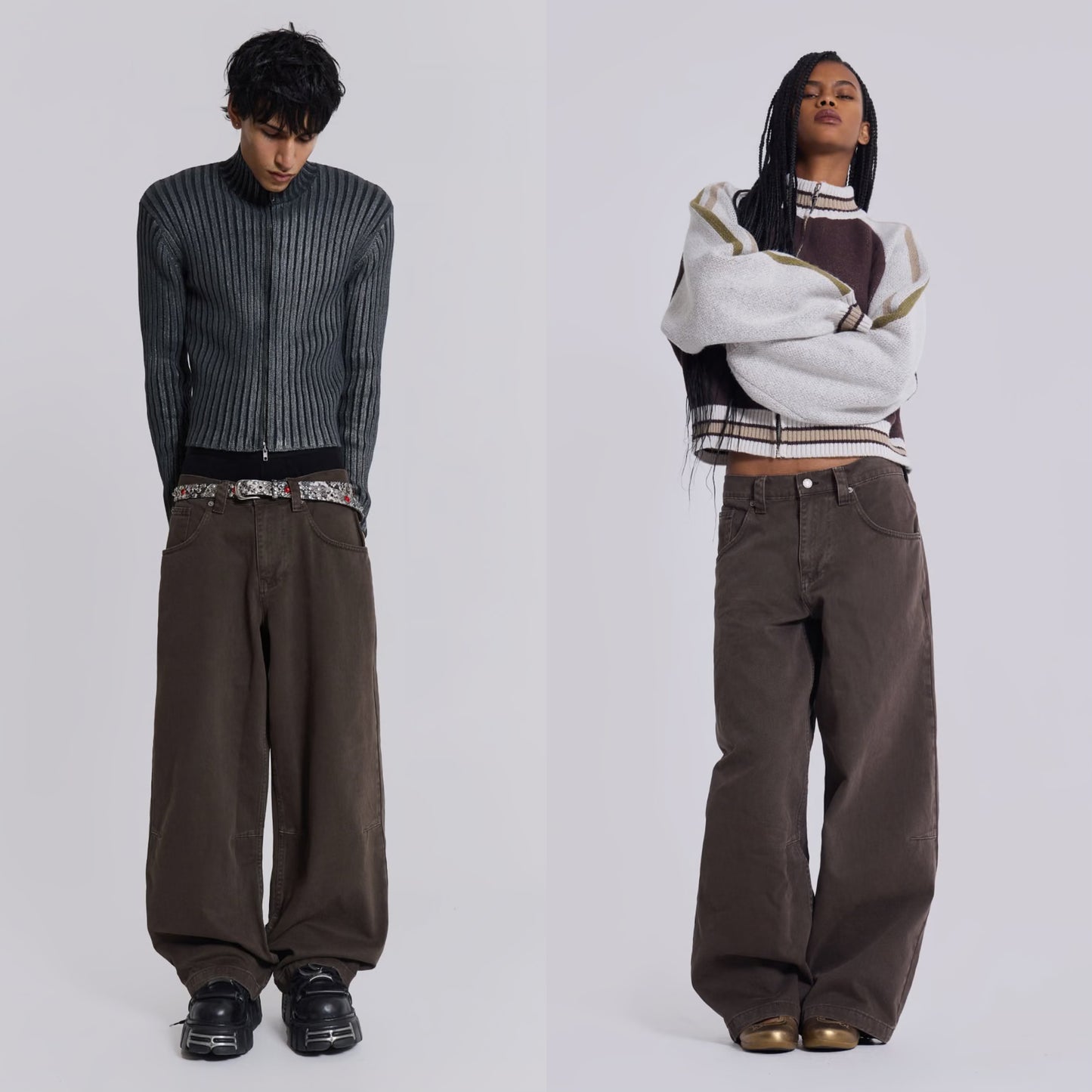 Jaded London Washed Brown Colossus Jeans 牛仔寬褲