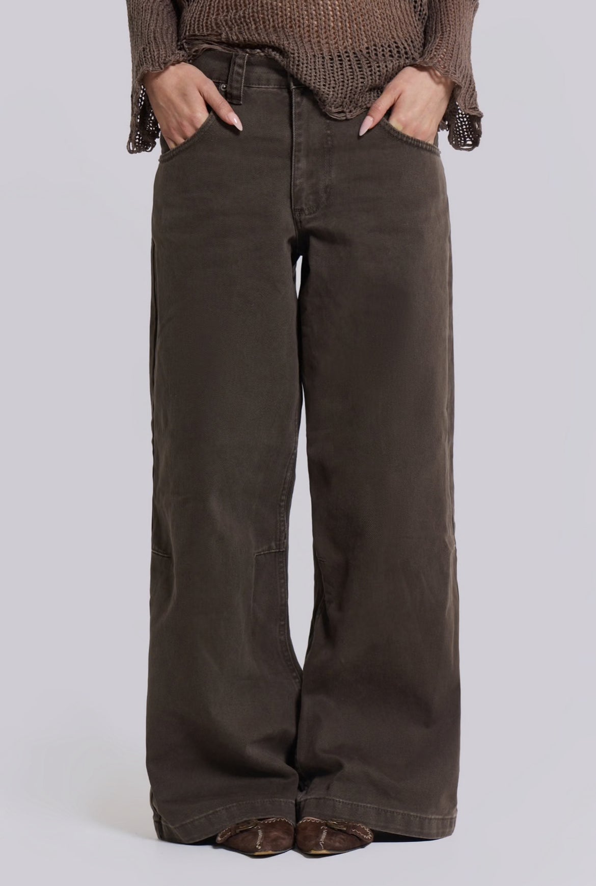 Jaded London Washed Brown Colossus Jeans 牛仔寬褲