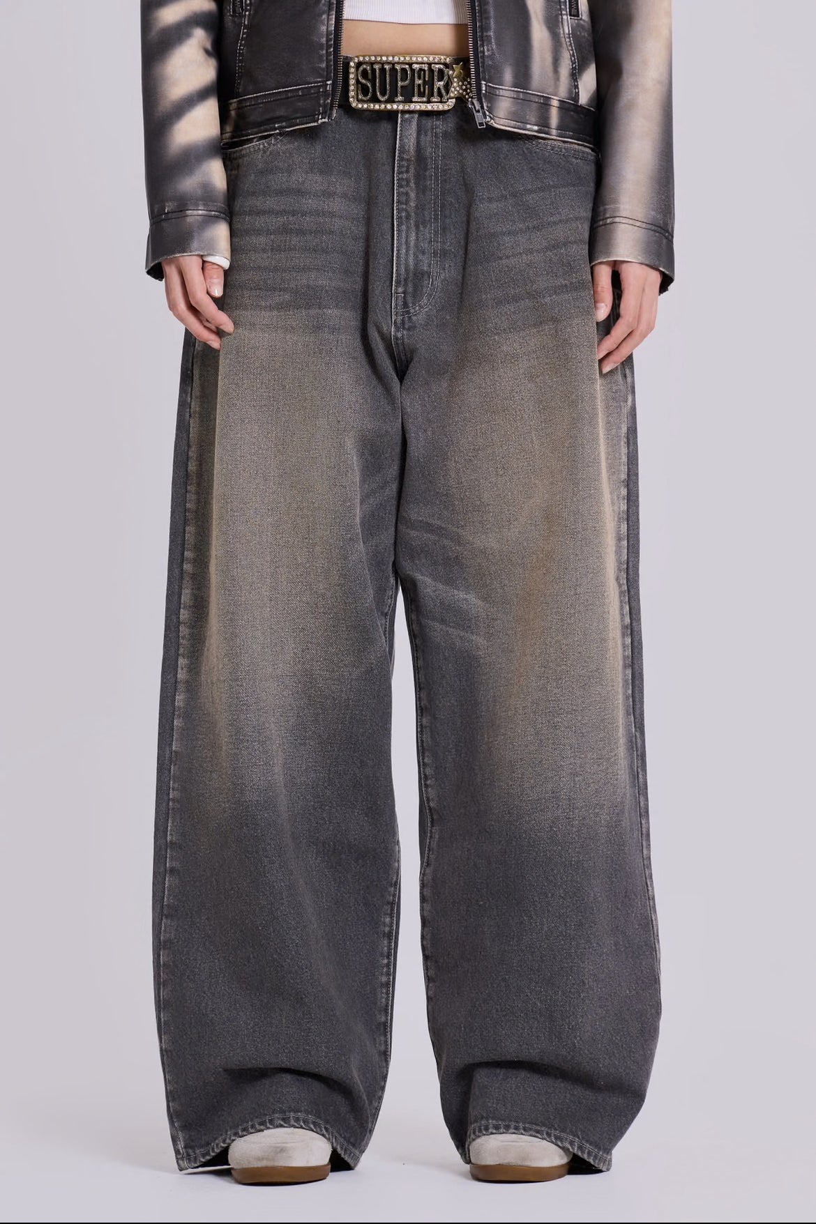 Jaded London Grey Washed Colossus Jeans 牛仔寬褲