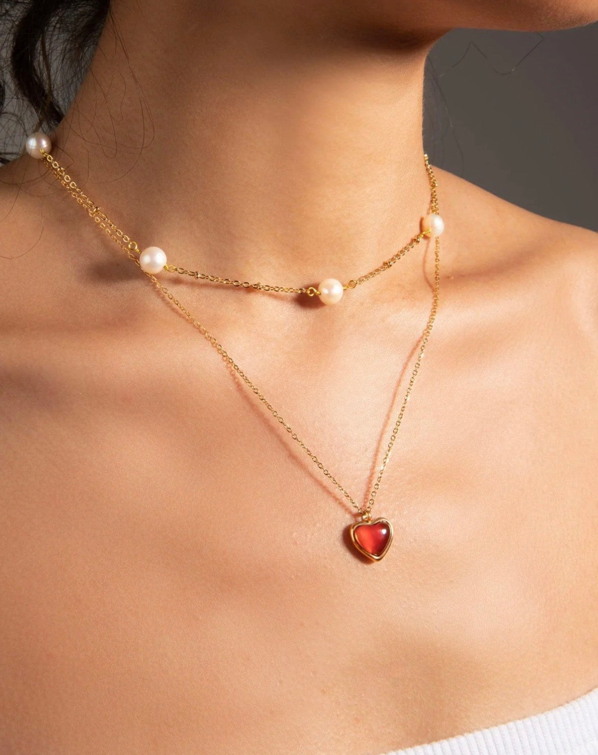 En route carnelian Stone Heart Necklace項鏈