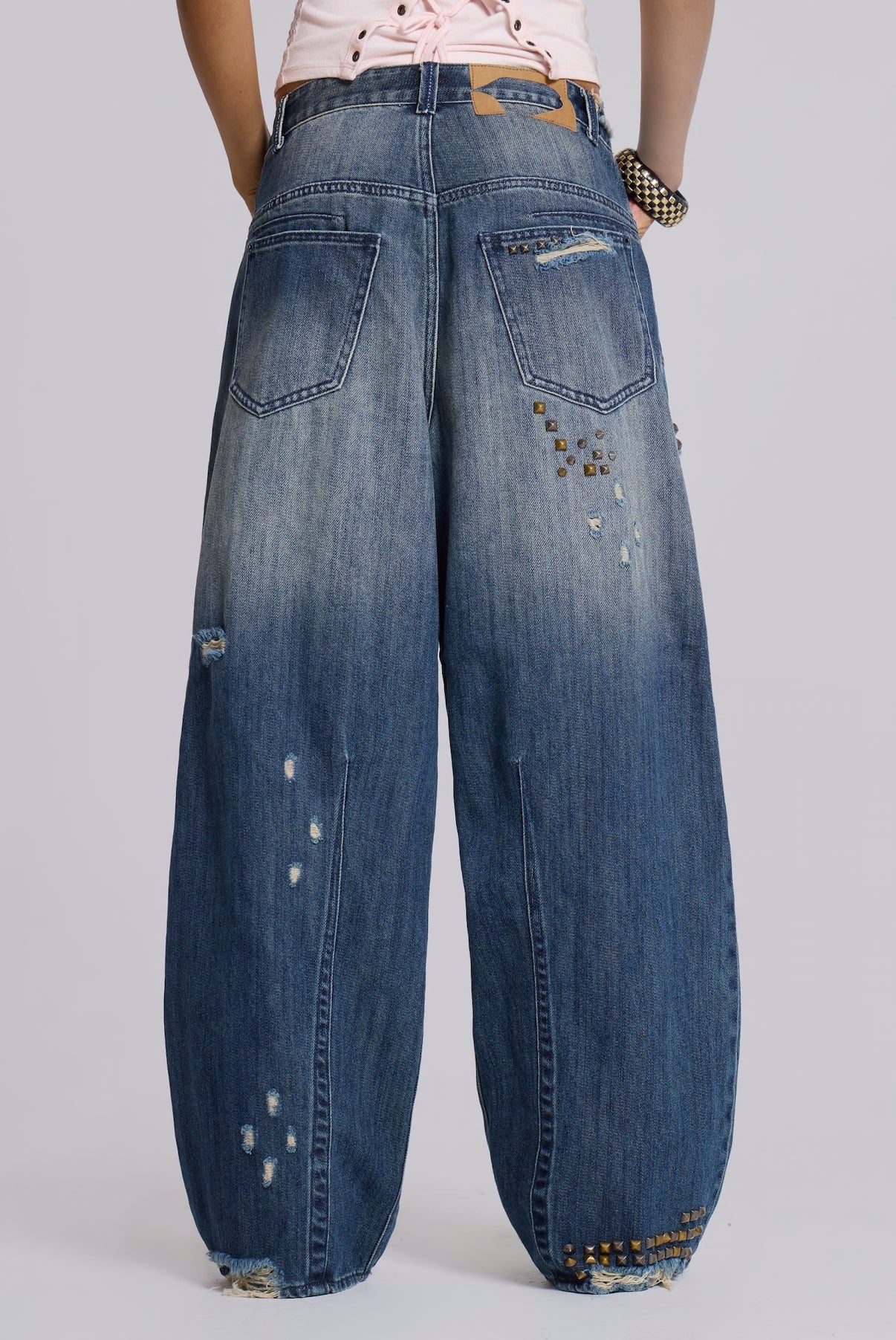 Jaded London Jewel Colossus Jeans 卯釘牛仔寬褲