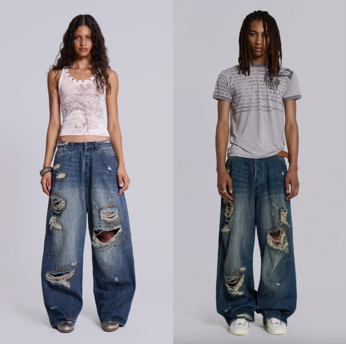 Jaded London Jewel Colossus Jeans 卯釘牛仔寬褲