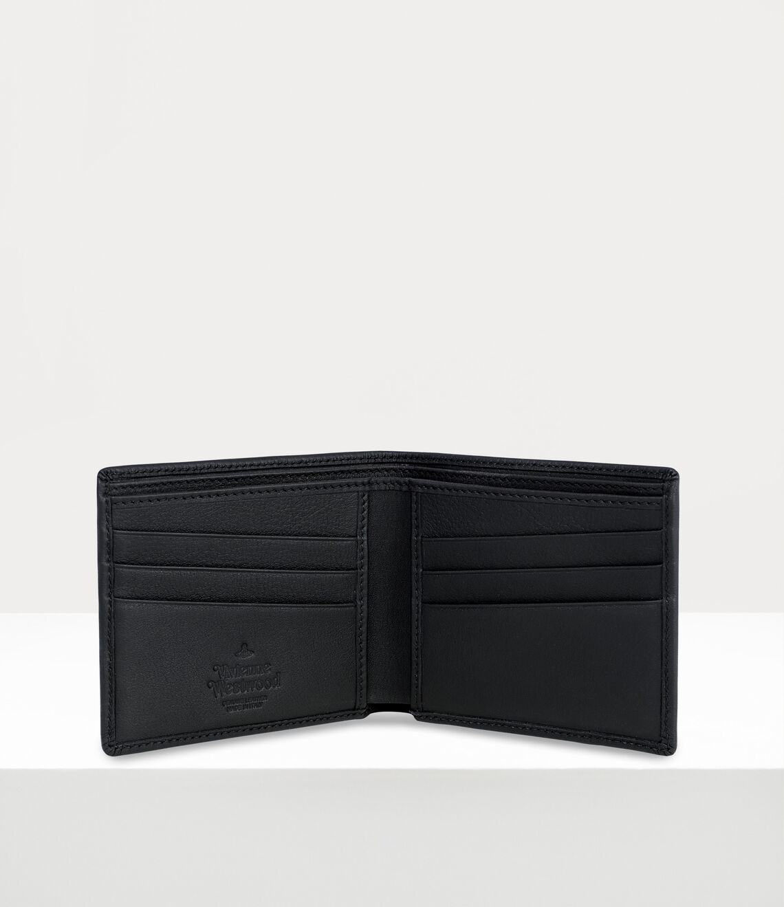 Vivienne Westwood Logo Leather Bi-Fold Wallet Black 星球浮雕短夾