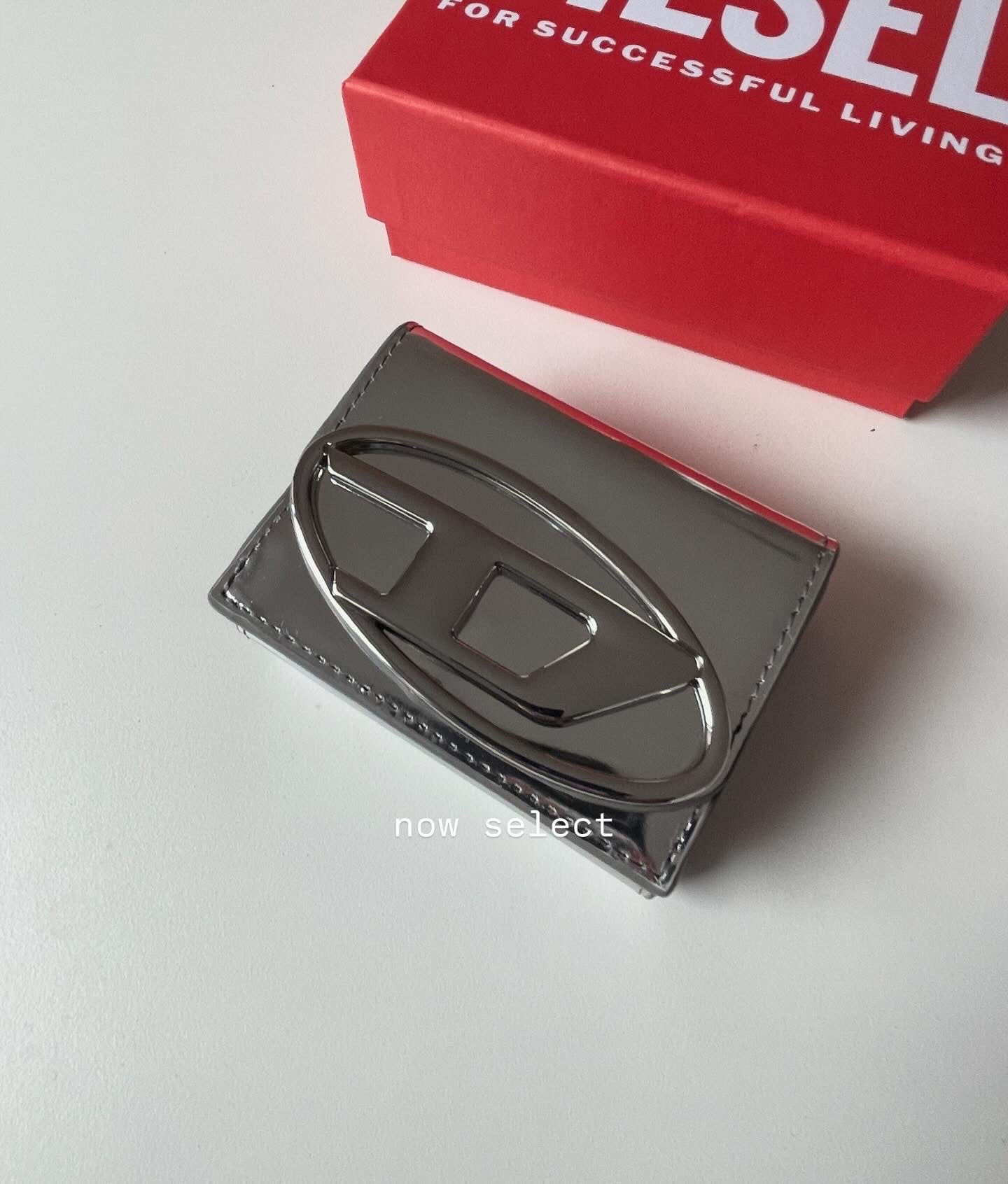 Diesel 1dr tri fold coin xs ii 銀色三折皮夾