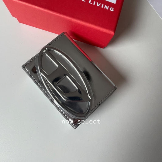 Diesel 1dr tri fold coin xs ii 銀色三折皮夾